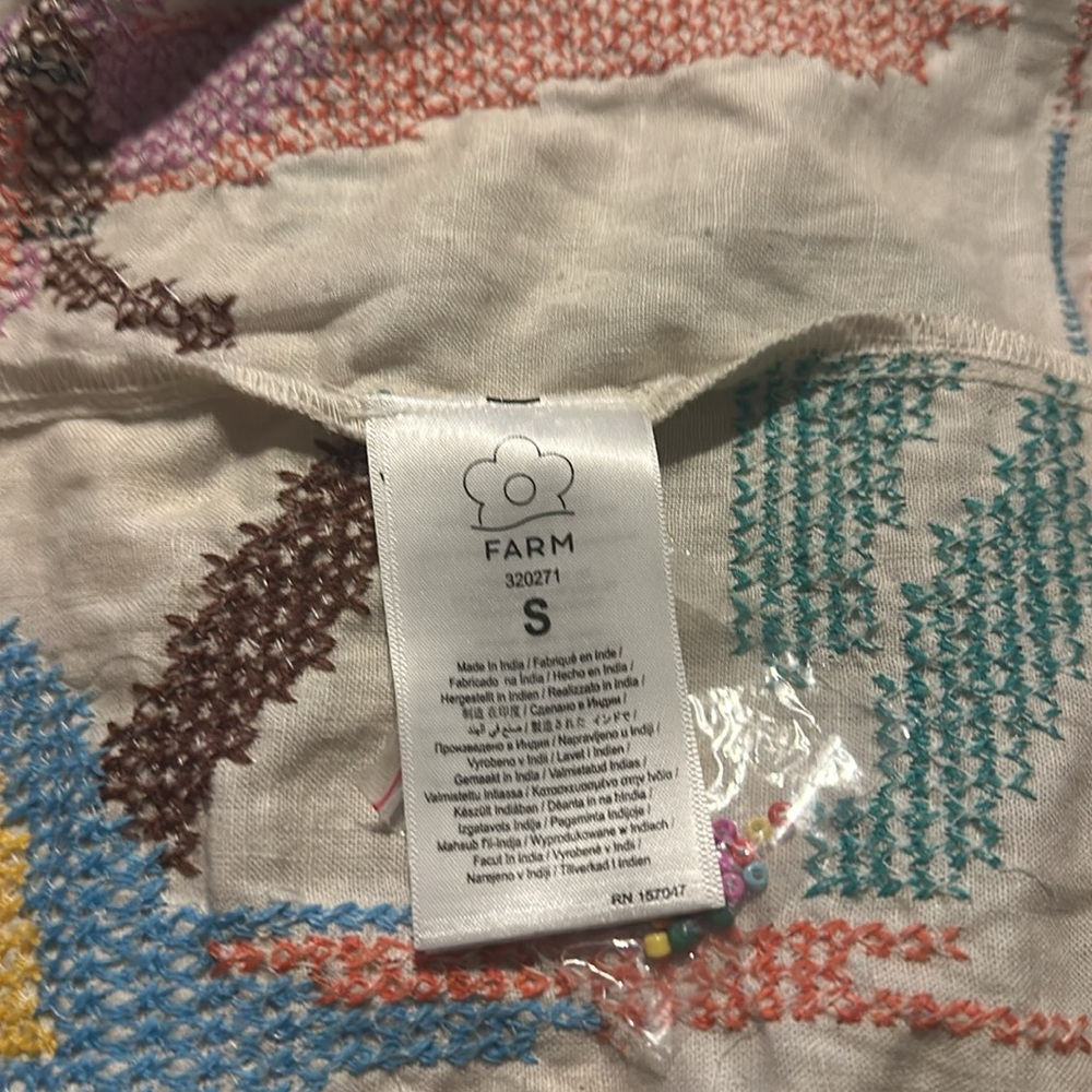 Farm Rio Stitched Birds Scarfs Maxi dress. NWT pit to pit:20” - Picture 9 of 13